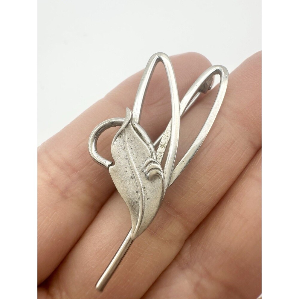 925 Sterling Silver Vintage ROMA Leaf Pin Brooch